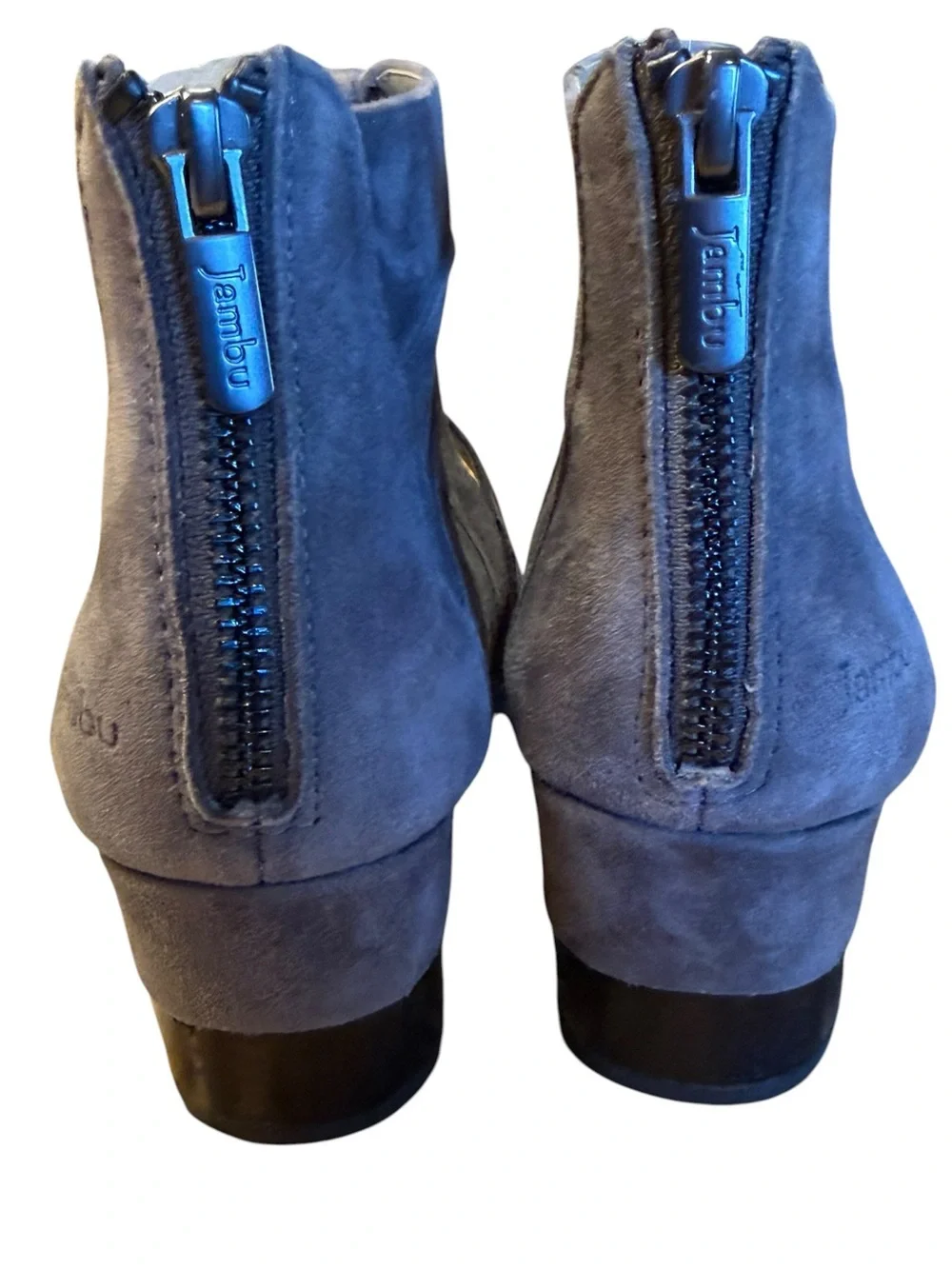 Jambu Gray Suede Strappy Ankle Booties Zip Back Womens Size 7.5